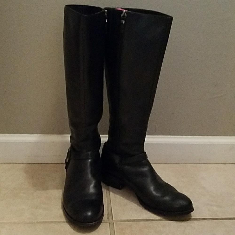 Black Genuine Leather Spiga Riding Boots